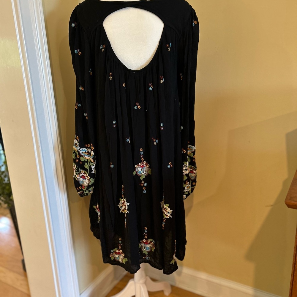 Free People Women’s Oxford Embroidered Black Lined Dress - Picture 8 of 11